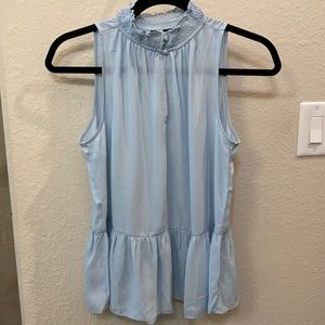 Ann Taylor light blue sleeveless peplum style blouse